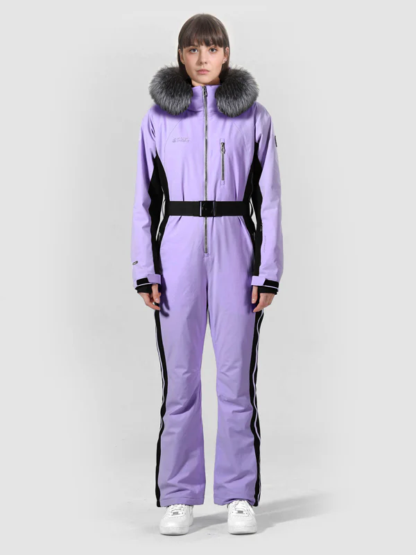 Womens Winter Chic Fur Hood One Piece Ski Jumpsuit Overall Ski Suit - Image 9