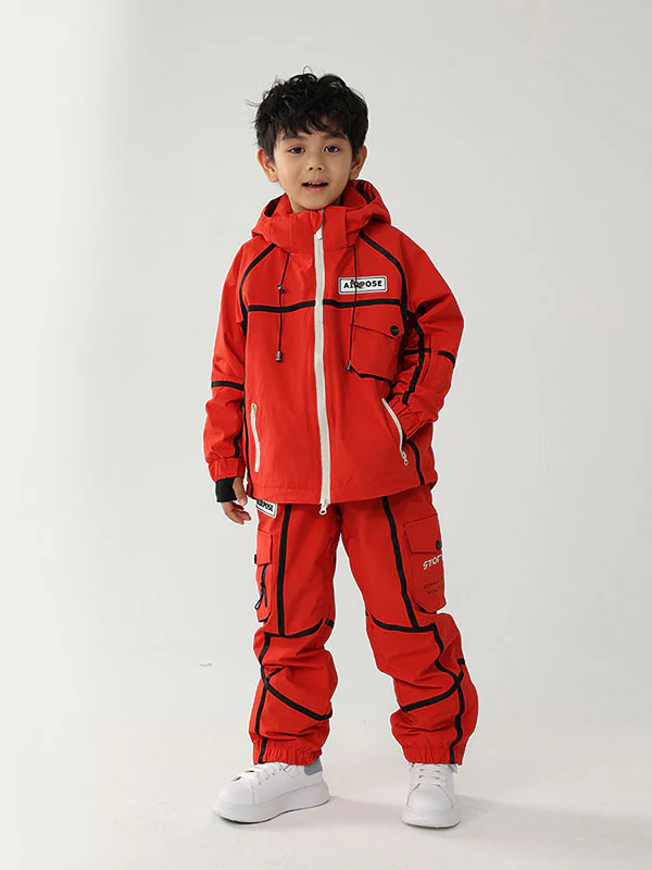 Kid's Air Pose Mountain Breaker Stripe Cargo Snow Jacket & Pants - Image 5