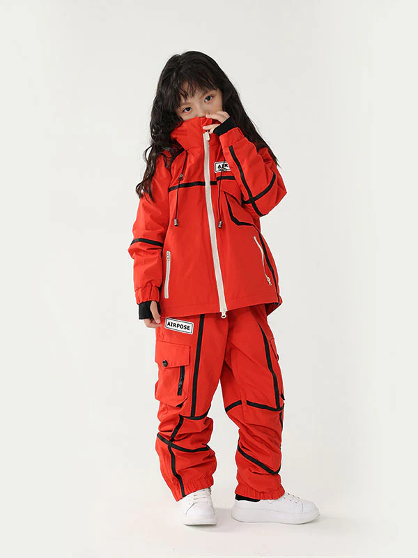 Kid's Air Pose Mountain Breaker Stripe Cargo Snow Jacket & Pants - Image 6