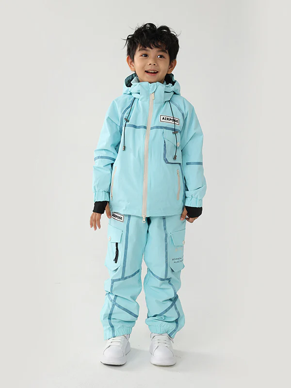 Kid's Air Pose Mountain Breaker Stripe Cargo Snow Jacket & Pants - Image 8