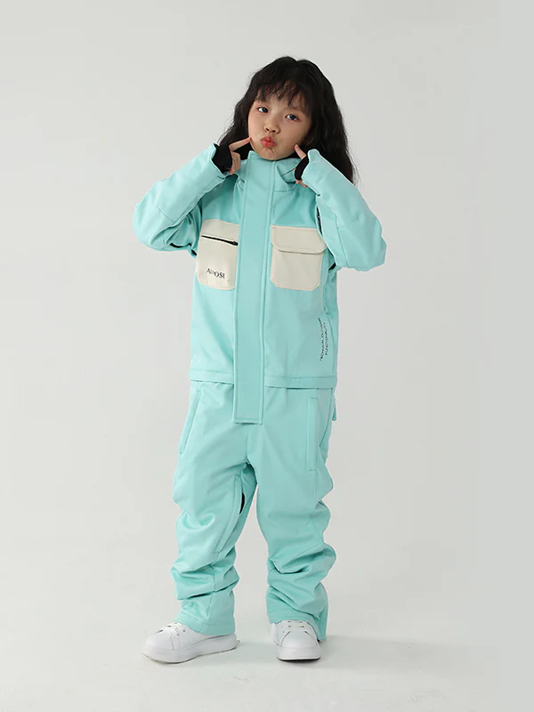 Kid's Air Pose Winter Warrior Block One Piece Snowsuit - Image 13