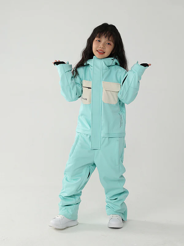 Kid's Air Pose Winter Warrior Block One Piece Snowsuit - Image 14