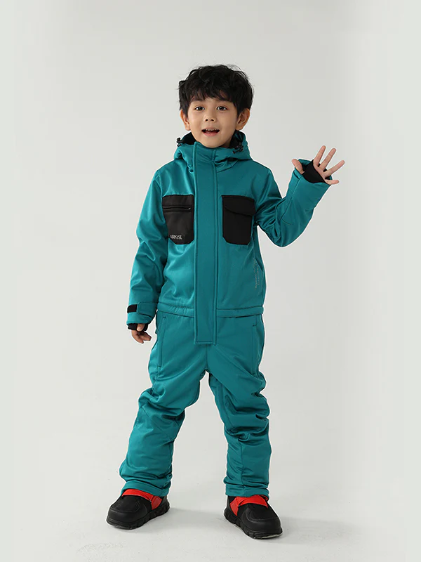 Kid's Air Pose Winter Warrior Block One Piece Snowsuit - Image 19