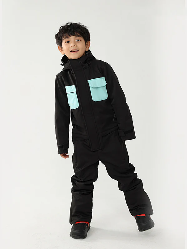 Kid's Air Pose Winter Warrior Block One Piece Snowsuit - Image 3
