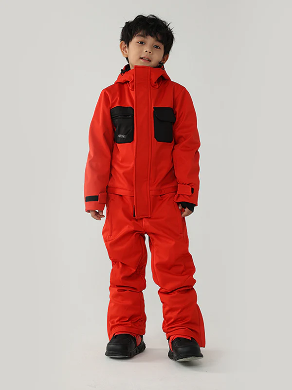 Kid's Air Pose Winter Warrior Block One Piece Snowsuit - Image 4