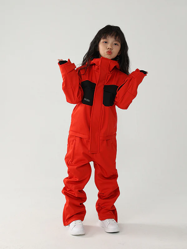Kid's Air Pose Winter Warrior Block One Piece Snowsuit - Image 5