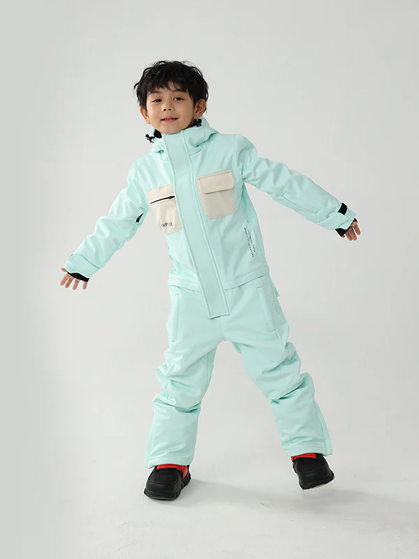 Kid's Air Pose Winter Warrior Block One Piece Snowsuit - Image 6