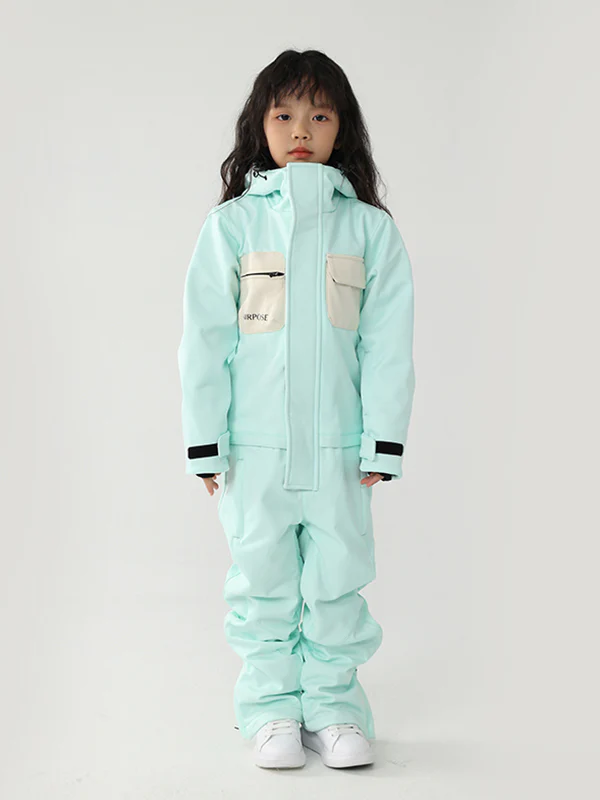 Kid's Air Pose Winter Warrior Block One Piece Snowsuit - Image 7