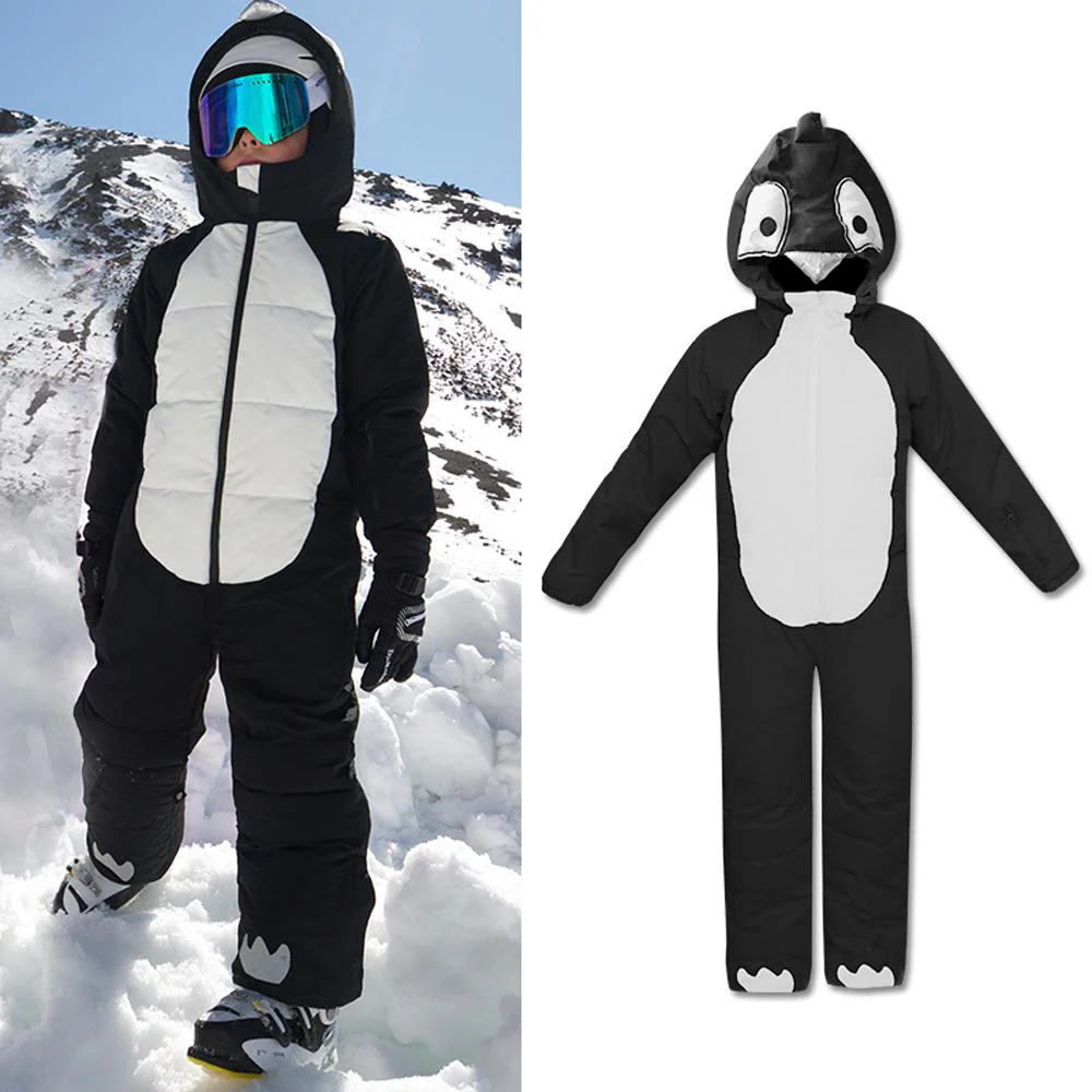 Kids Unisex Waterproof Winter Animal Friendly One Piece Snowsuits - Image 5