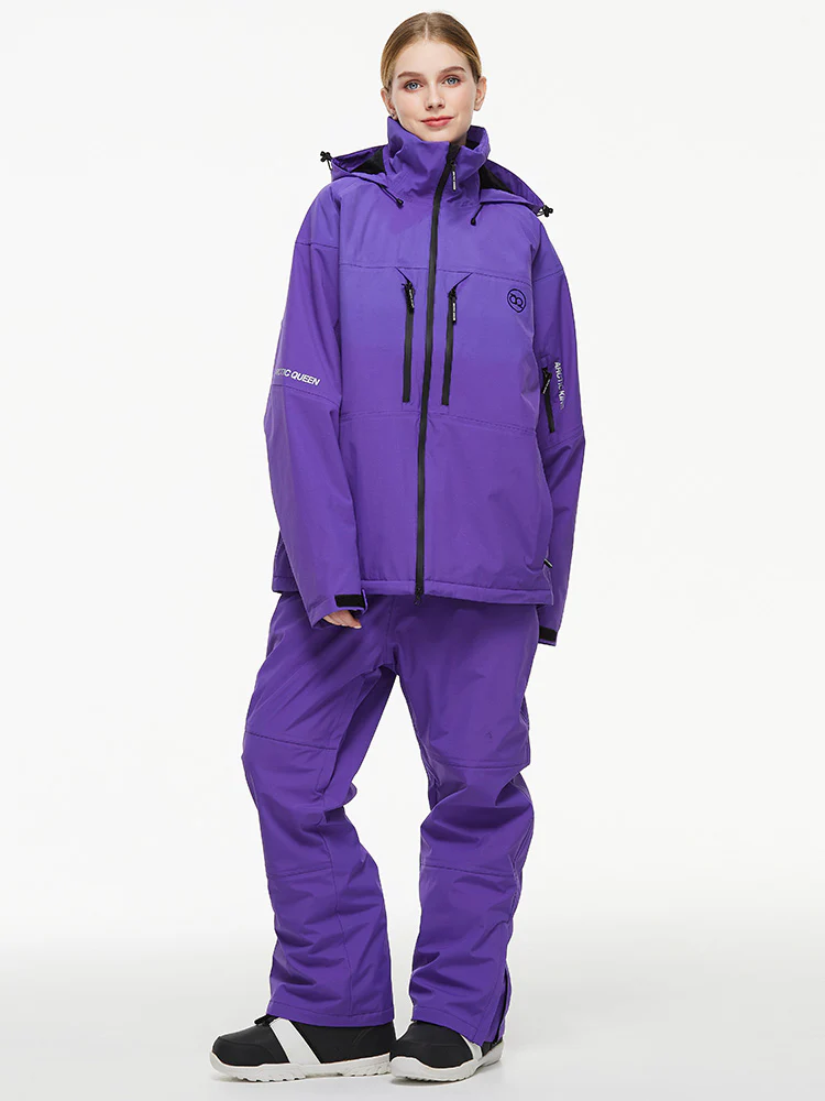 Women's Arctic Queen Mountain Windbreaker Thermal Snow Suits with Overalls Bibs - Image 12
