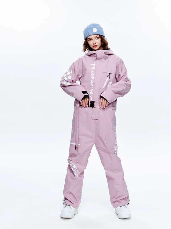 Men's High Experience Checkerboard Sleeve Urban Style One Piece Snowboard Suits - Image 11