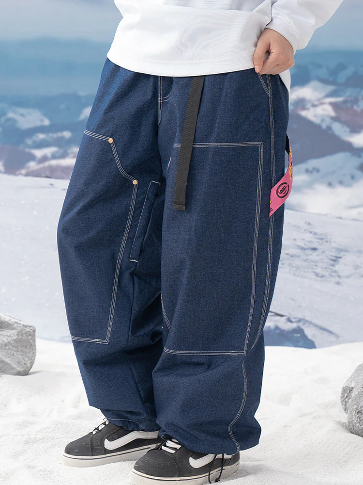 Men's John Snow ChillTrack Oversize Baggy Snowboard Pants Cargo Denim Jeans - Image 6