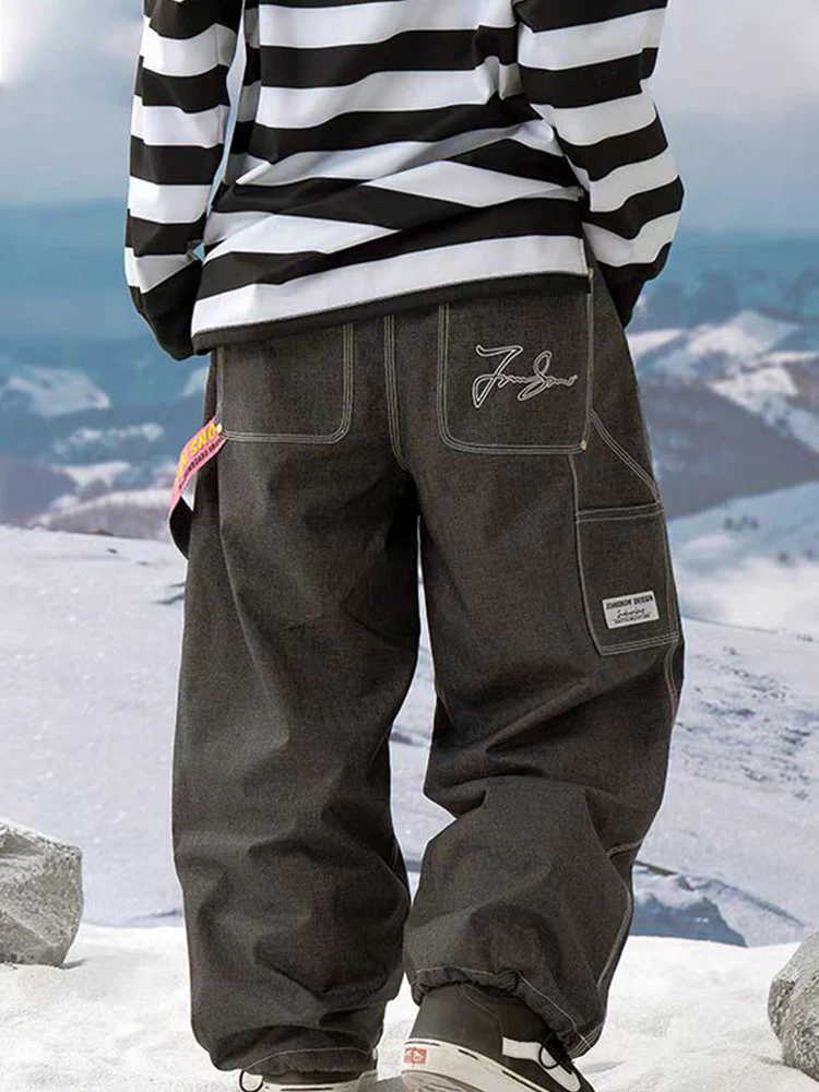 Men's John Snow ChillTrack Oversize Baggy Snowboard Pants Cargo Denim Jeans - Image 9