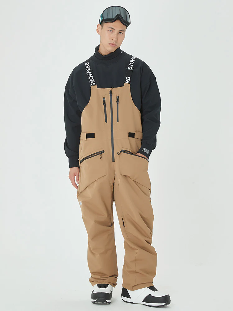 Men's Mountain Freerider Swag Cargo Snowboard Bib Overalls Baggy Snow Pants - Image 4