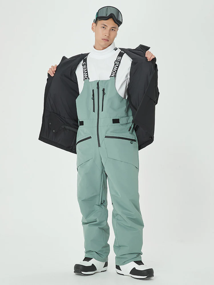 Men's Mountain Freerider Swag Cargo Snowboard Bib Overalls Baggy Snow Pants - Image 6