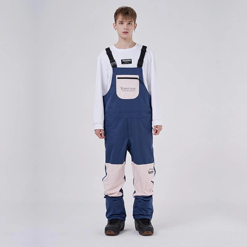 Men's RAWRWAR Mountain Discover Colorblock Snow Bibs Ski Pants - Image 5