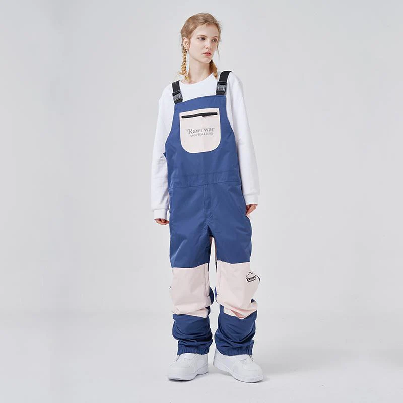 Men's RAWRWAR Mountain Discover Colorblock Snow Bibs Ski Pants - Image 6
