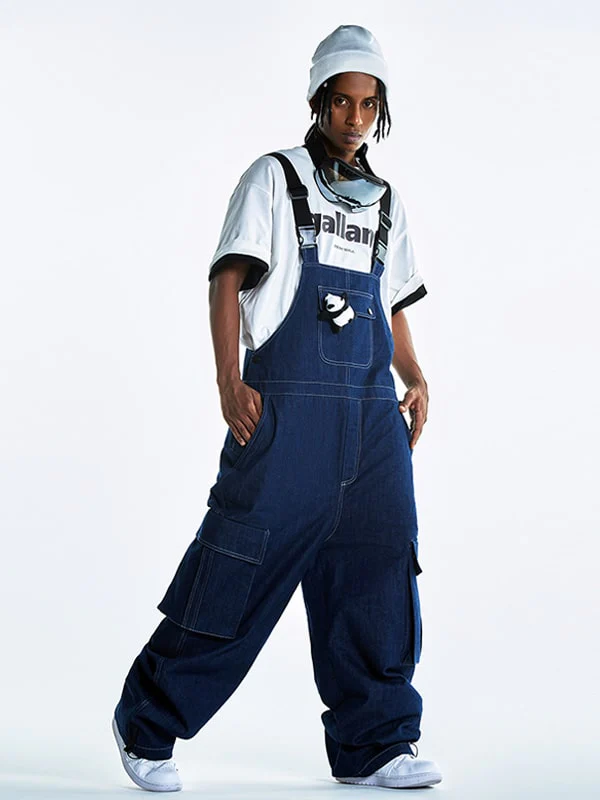 Men's RenChill Mountain Beast Denim Baggy Snow Bibs - Image 2