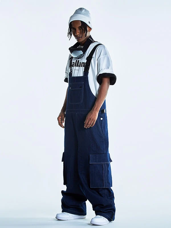 Men's RenChill Mountain Beast Denim Baggy Snow Bibs - Image 3