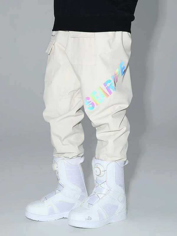 Men's Searipe Unisex Winter Discover Reflective Letters Snow Pants Ski Bibs - Image 4