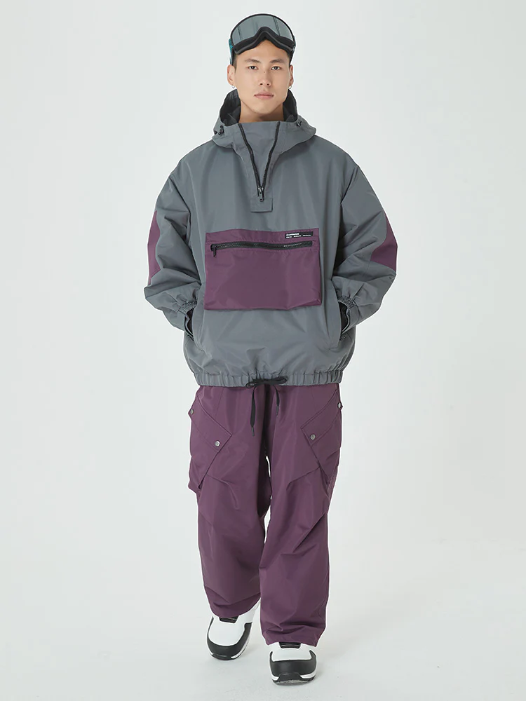 Men's Winter Bomber Baggy Snow Jacket with Swag Cargo Pockets Snowboard Pants - Image 12
