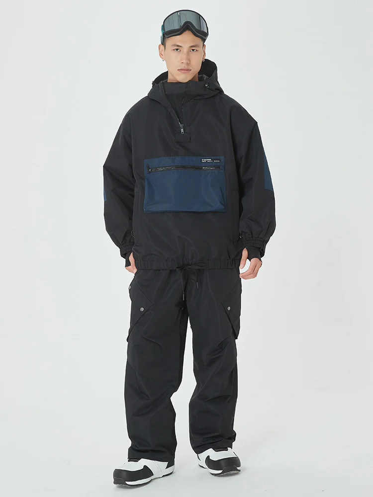 Men's Winter Bomber Baggy Snow Jacket with Swag Cargo Pockets Snowboard Pants - Image 4