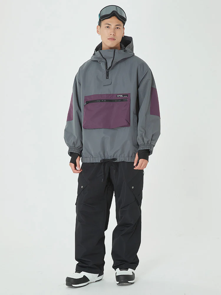 Men's Winter Bomber Baggy Snow Jacket with Swag Cargo Pockets Snowboard Pants - Image 9