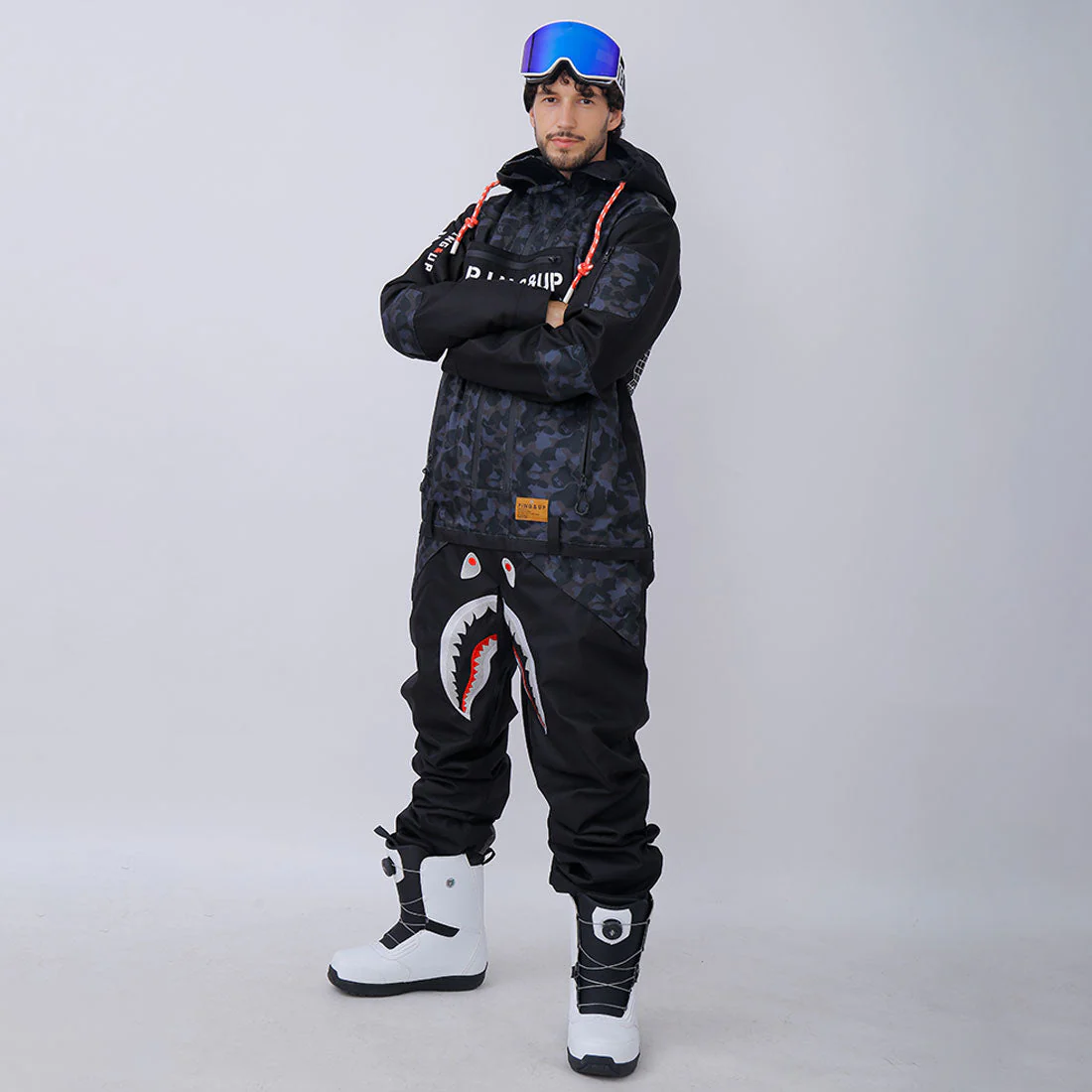 Men's P-40 Fighter & Shark Conjoined One Piece Snowboard Suits - Image 3