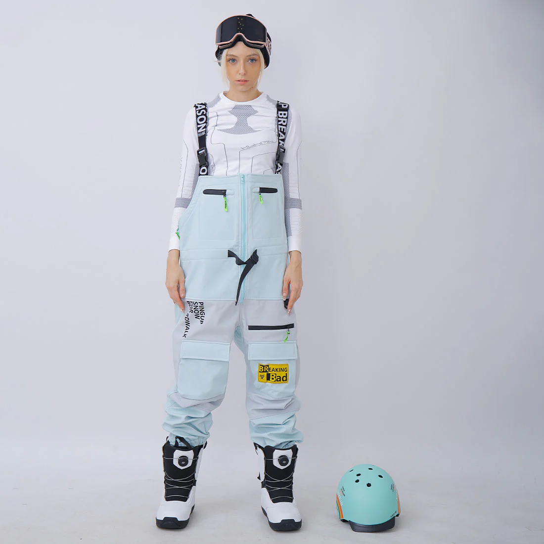 Snowverb Women's Windblock Tech Waterproof Bad Breaking Pro Snow Pants Bibs - Image 5
