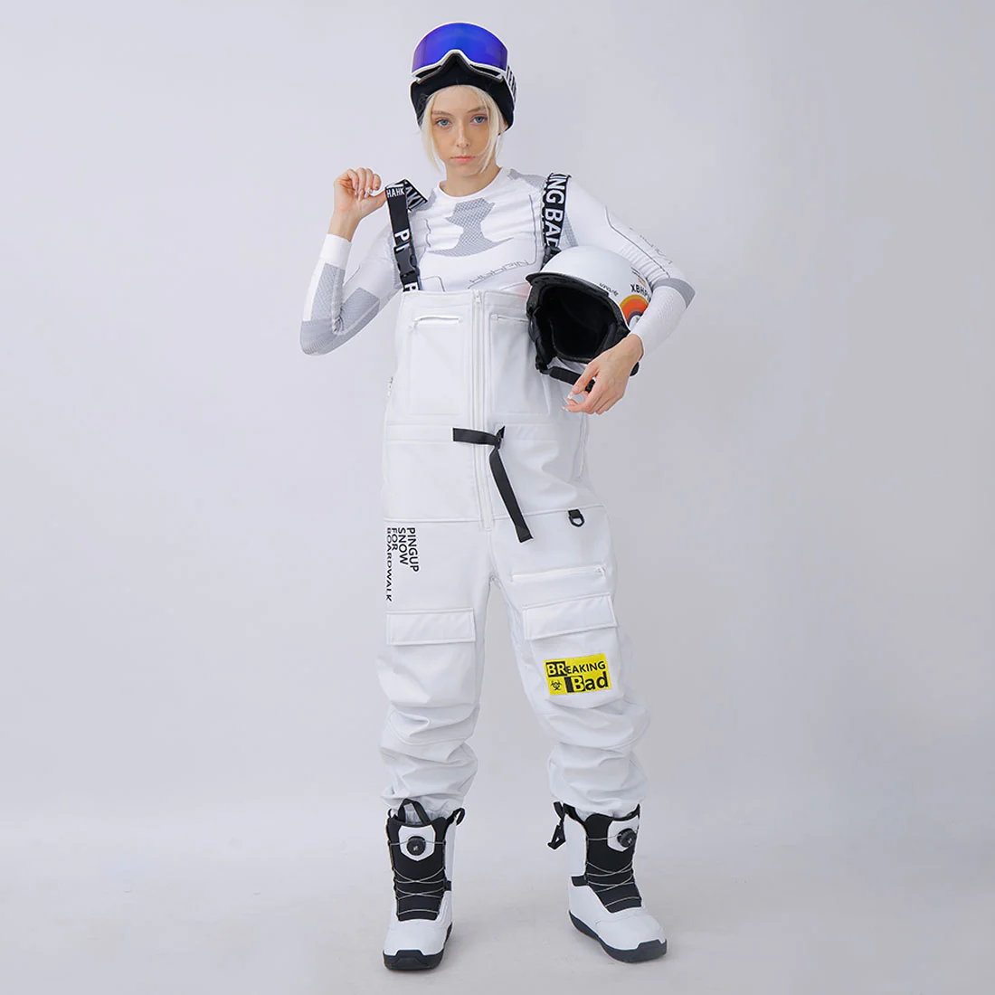 Snowverb Women's Windblock Tech Waterproof Bad Breaking Pro Snow Pants Bibs - Image 9