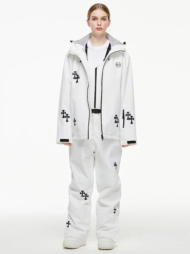 Women's Arctic Queen Snowflake Princess Fantasy Snow Suit with Overalls Bibs - Image 4