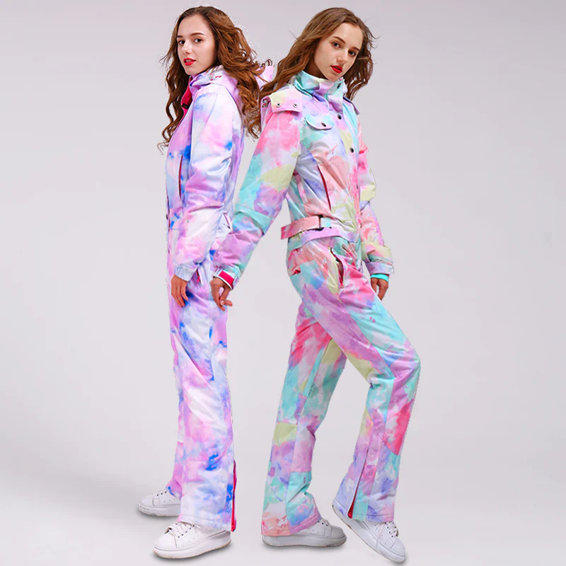 Women's Colorful Fancy Print One Piece Ski Jumpsuit Snowsuits - Image 3