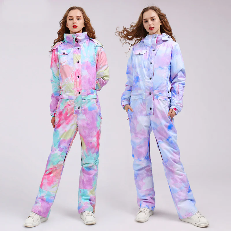 Women's Colorful Fancy Print One Piece Ski Jumpsuit Snowsuits - Image 6