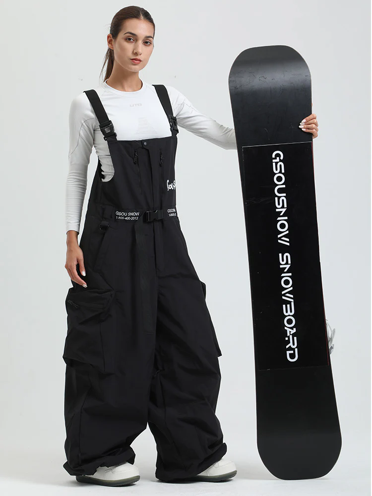 Women's Gsou Snow Alpine Freestyle Extra-Baggy Snow Bibs Pants - Image 4