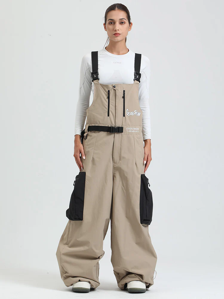 Women's Gsou Snow Alpine Freestyle Extra-Baggy Snow Bibs Pants - Image 7