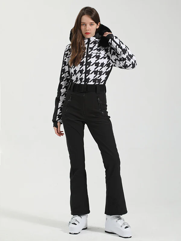 Women's Gsou Snow Chic Block Faux-Fur Trim Ski Suit One Piece - Image 3