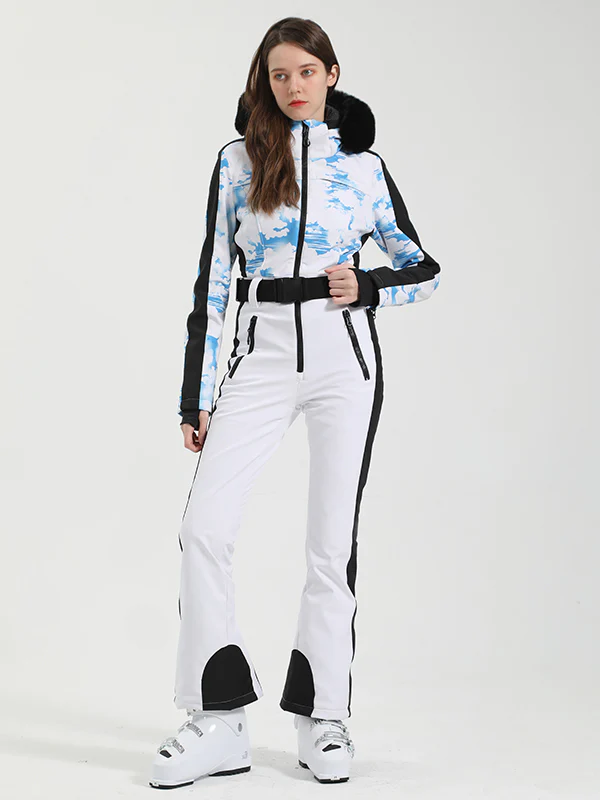 Women's Gsou Snow Chic Block Faux-Fur Trim Ski Suit One Piece - Image 7