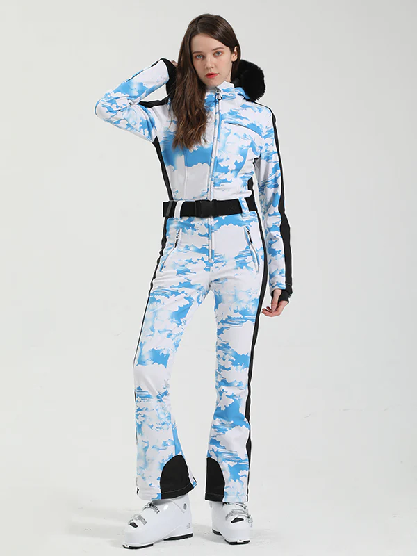 Women's Gsou Snow Chic Printed Faux-Fur Trim Ski Suit One Piece - Image 2