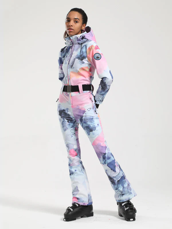 Women's Gsou Snow Classic Belted Flare One Piece Ski Suit - Image 31