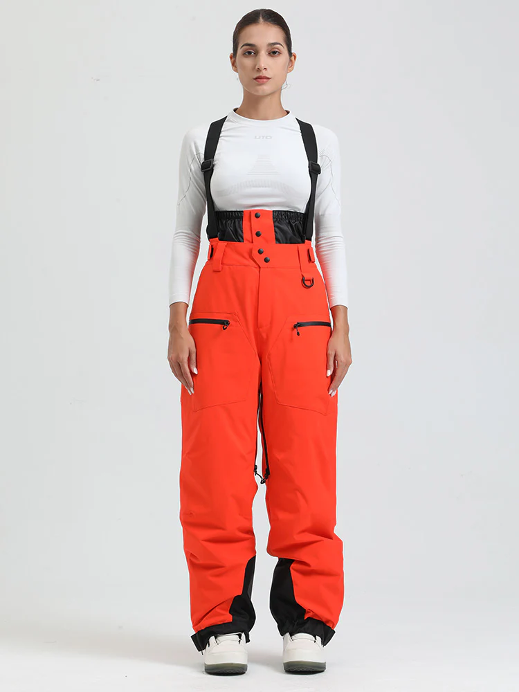 Women's Gsou Snow Durable Mountain Pro All Function Cargo Snow Bibs Pants - Image 26