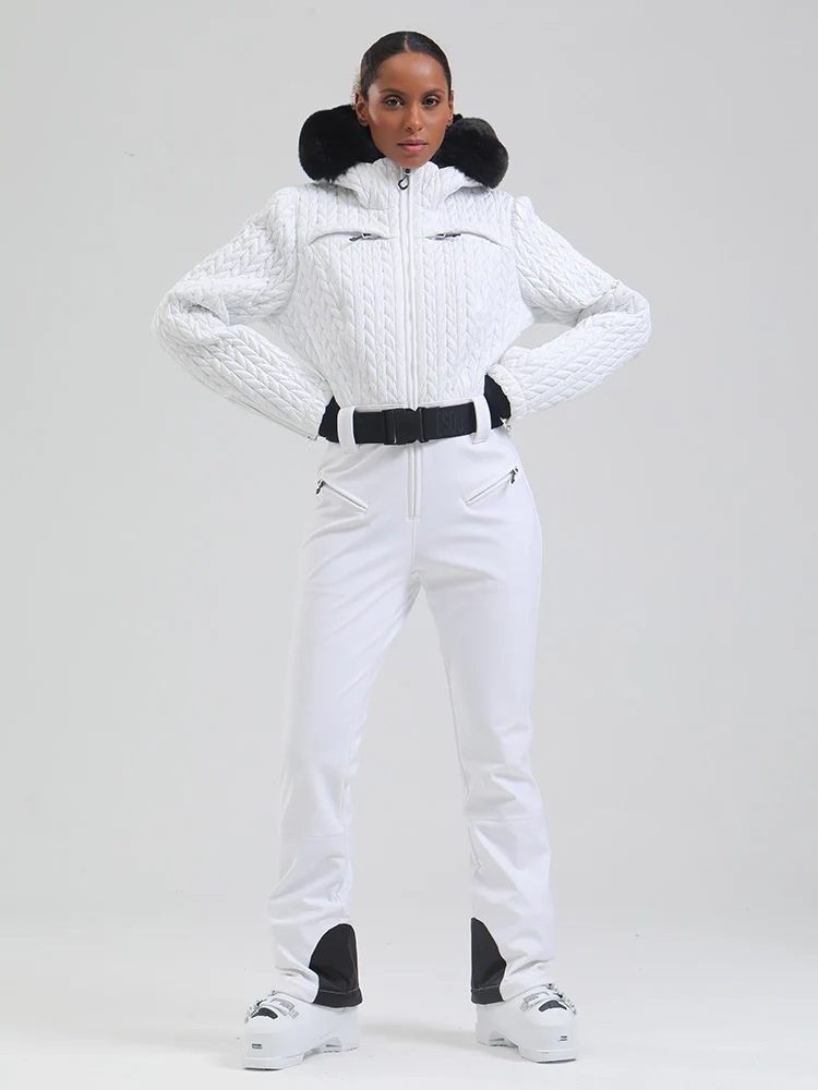 Women's Gsou Snow Mountain Chic Faux-Fur Trim Flare Ski Jumpsuit - Image 13