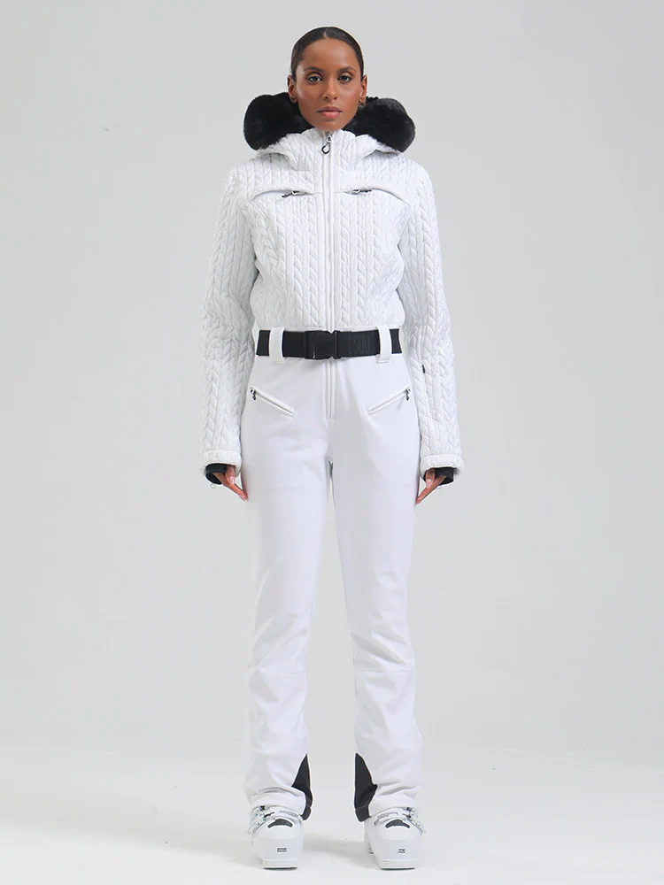 Women's Gsou Snow Mountain Chic Faux-Fur Trim Flare Ski Jumpsuit - Image 14