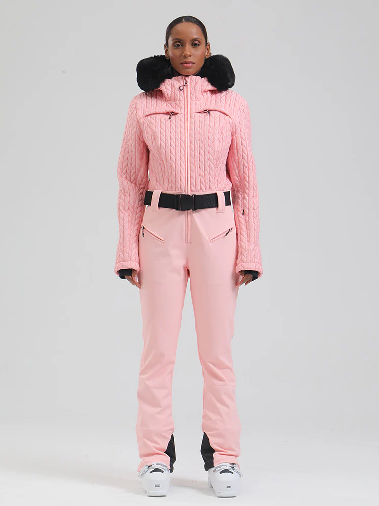 Women's Gsou Snow Mountain Chic Faux-Fur Trim Flare Ski Jumpsuit - Image 16