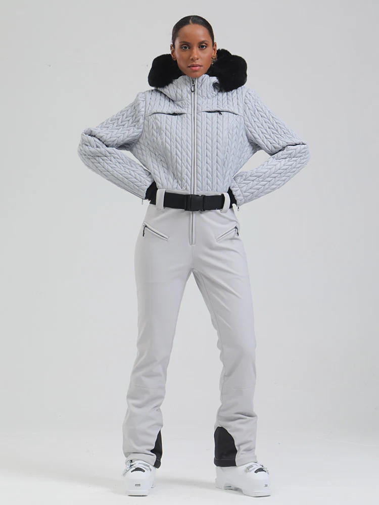 Women's Gsou Snow Mountain Chic Faux-Fur Trim Flare Ski Jumpsuit - Image 2
