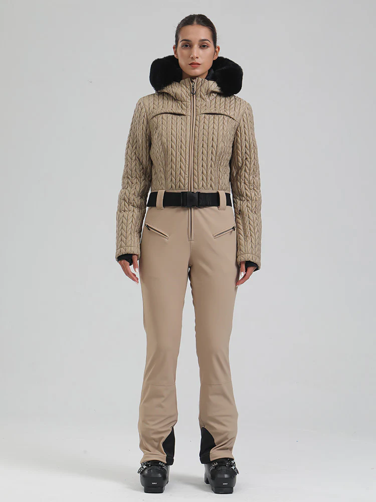 Women's Gsou Snow Mountain Chic Faux-Fur Trim Flare Ski Suit - Image 10