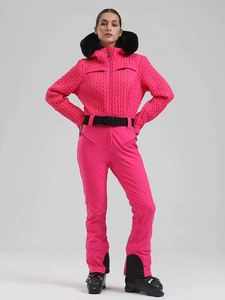 Women's Gsou Snow Mountain Chic Faux-Fur Trim Flare Ski Suit - Image 13