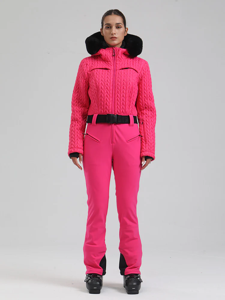 Women's Gsou Snow Mountain Chic Faux-Fur Trim Flare Ski Suit - Image 14
