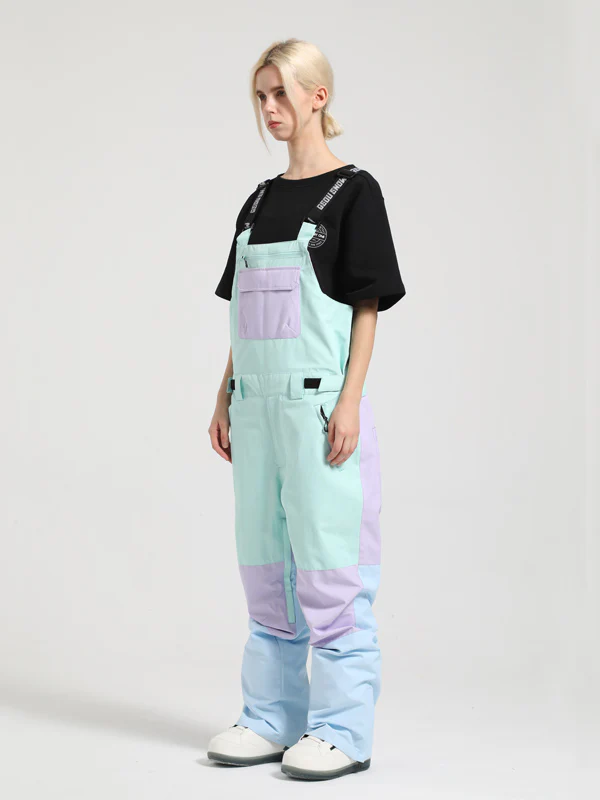 Women's Gsou Snow Mountain Discover Colorblock Ski Bibs Pants - Image 14
