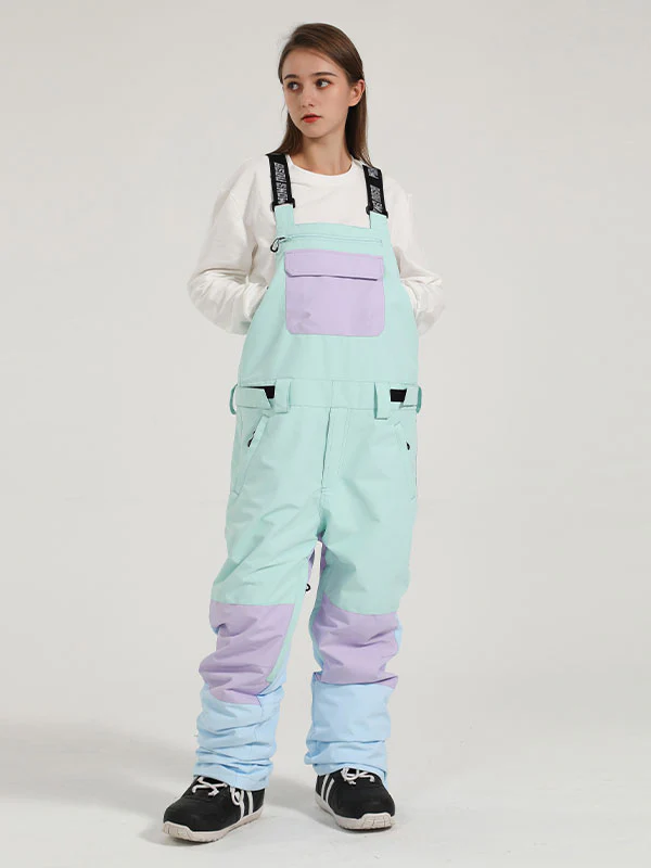 Women's Gsou Snow Mountain Discover Colorblock Snow Bibs Pants - Image 4