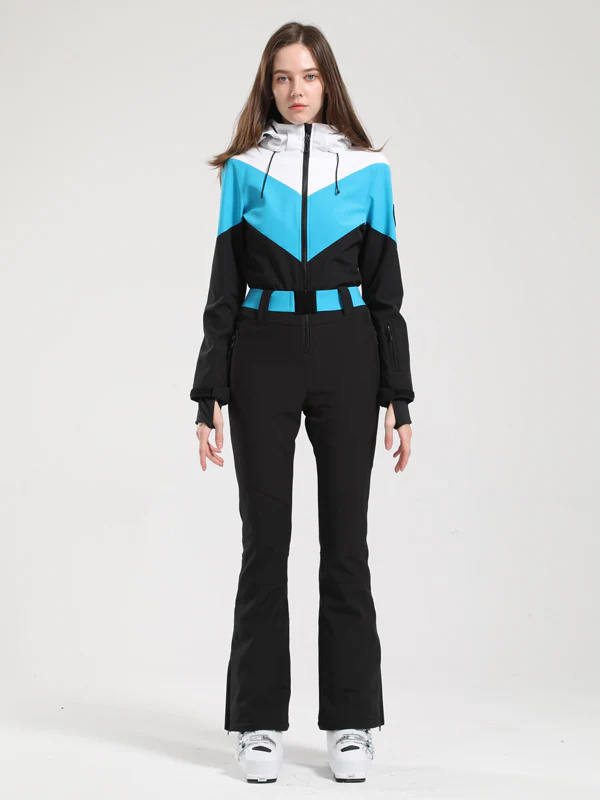 Women's Gsou Snow Retro Belted Color-Blocked Flare Ski Suit - Image 6